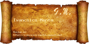 Ivancsics Menta névjegykártya
